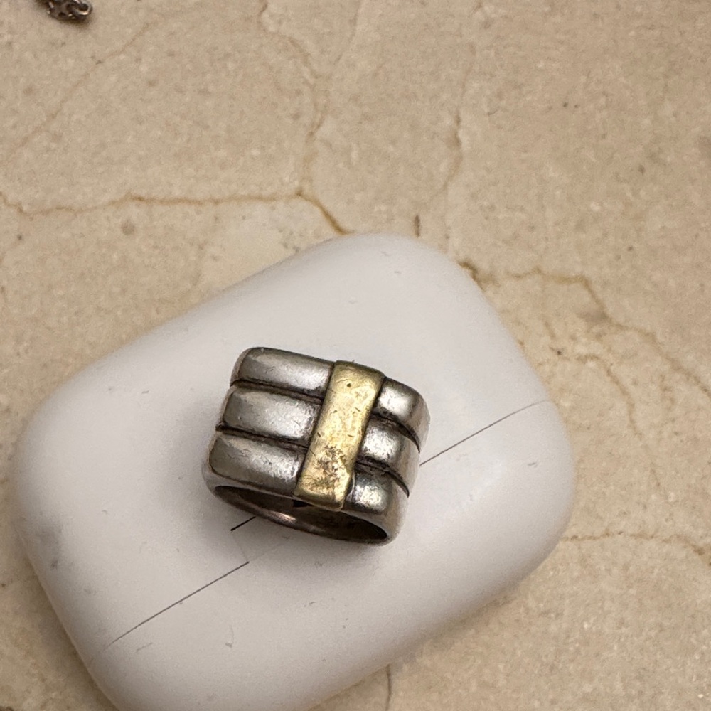 Chunky Two-Tone Statement Ring - Silver & Gold